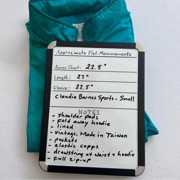 Claudia Barnes Sport Vintage Windbreaker Womens Small Zip Up Jacket Turquoise - Picture 15 of 15